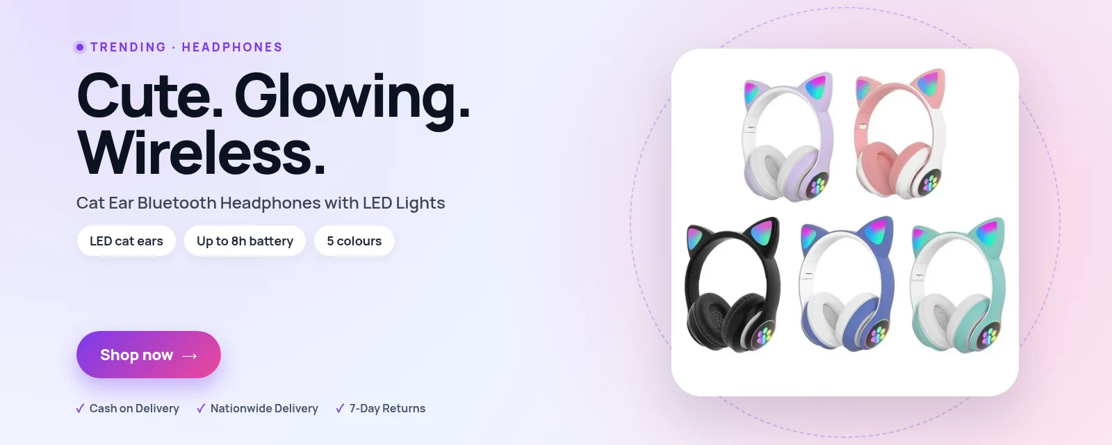 Cat Ear Bluetooth Headphones with LED Lights – Rs. 3,030