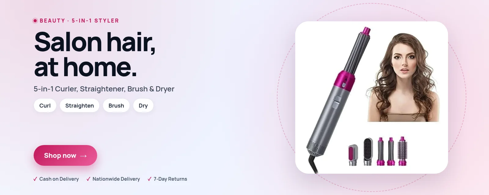 5-in-1 Hair Curler & Straightener with Brush & Dryer – Rs. 5,280