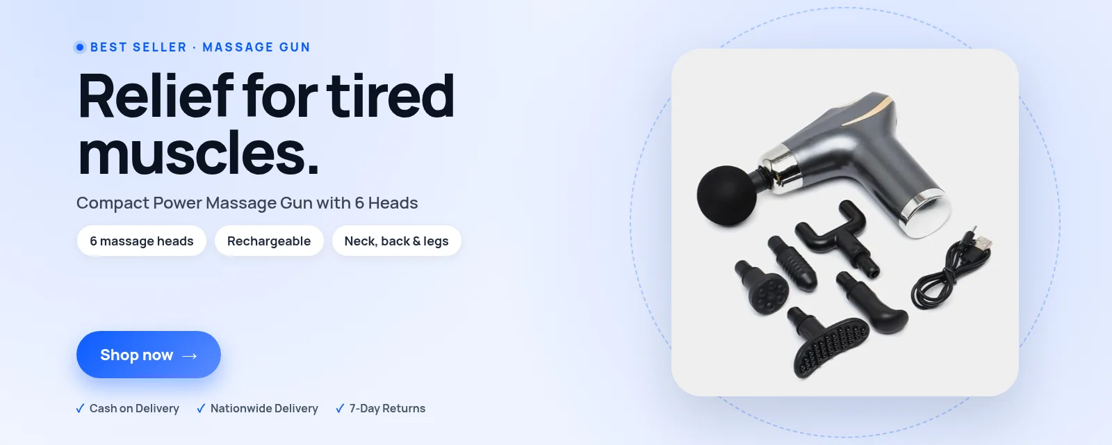 Compact Power Massage Gun with 6 Heads – Rs. 5,950, Cash on Delivery