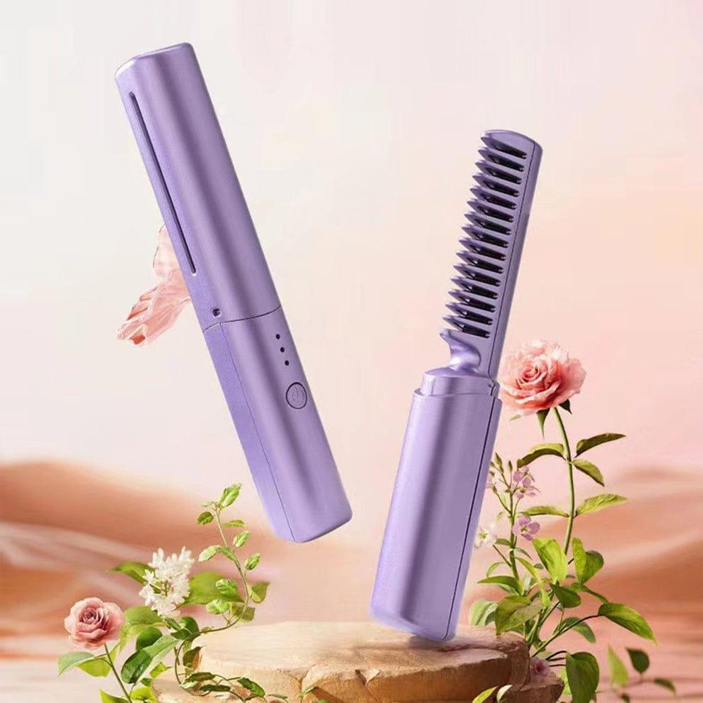 Purple Ceramic Hair Straightener Brush for Pakistani Homes