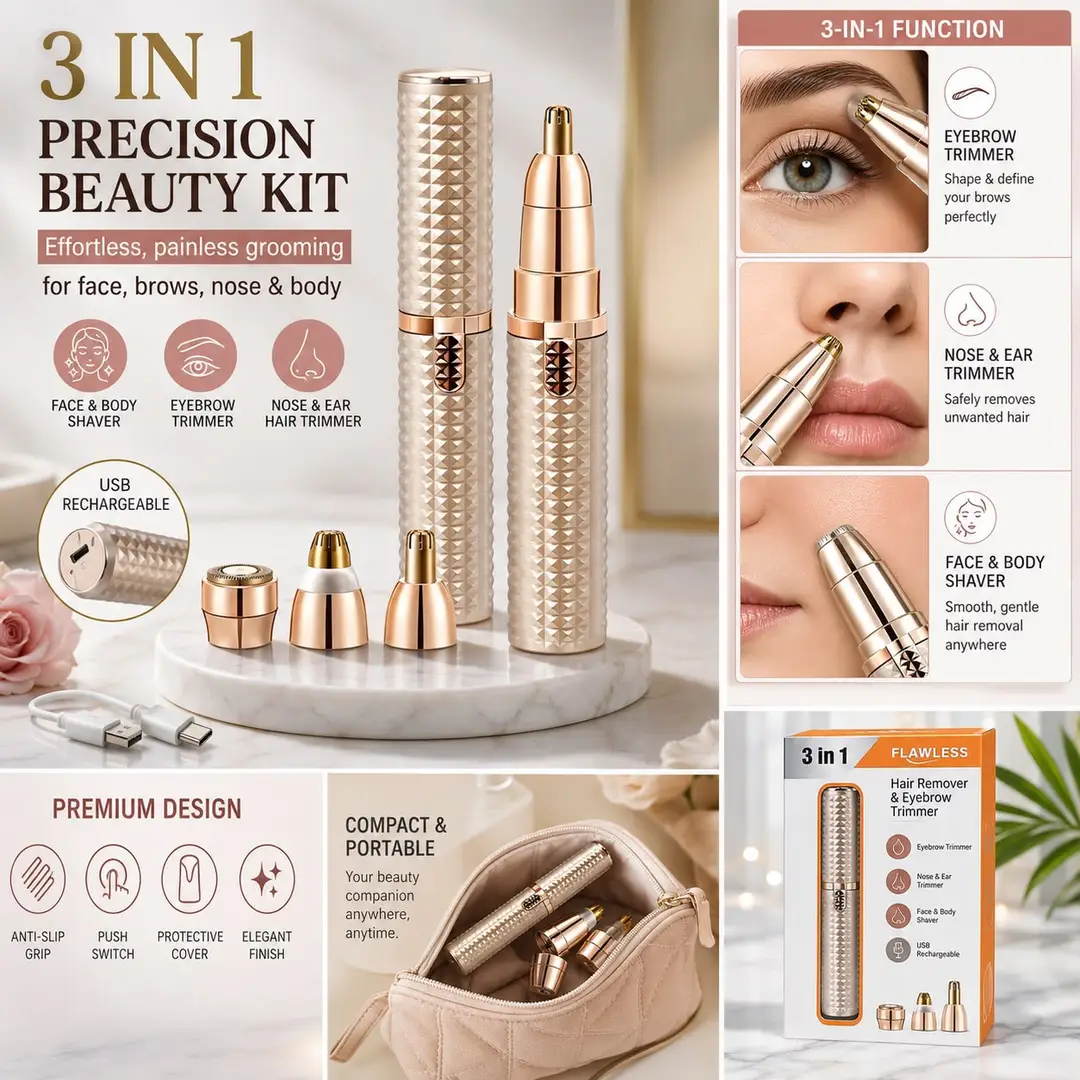 3-in-1 Golden Precision Rechargeable Hair Remover