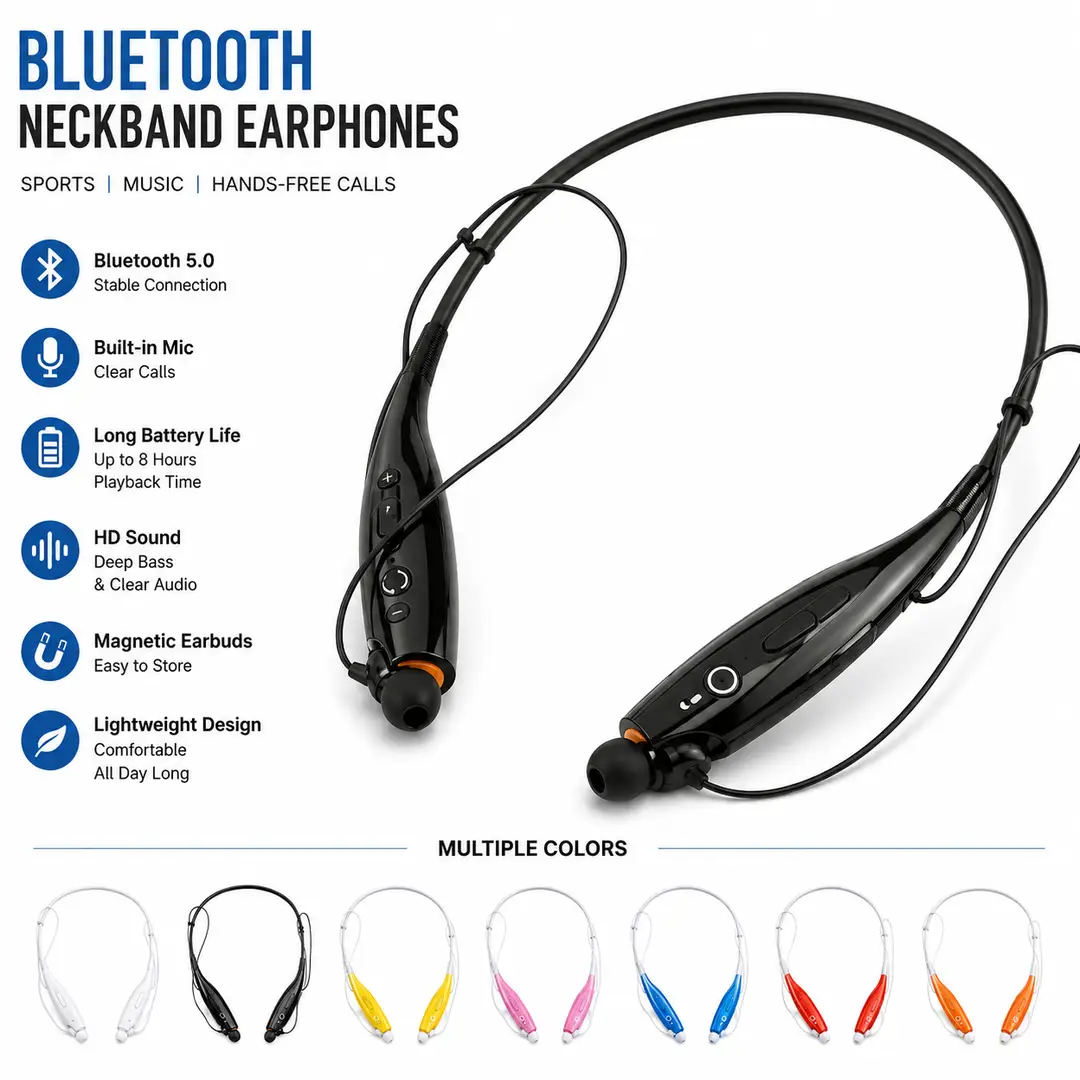 HBS730 Bluetooth Neckband – Universal Stereo Handsfree with Mic